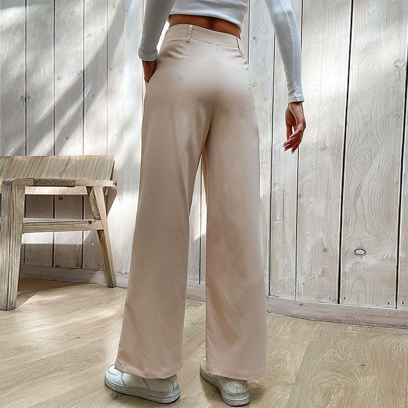 Women's Casual Slacks Splicing Straight-leg Pants - Evans creations LLC