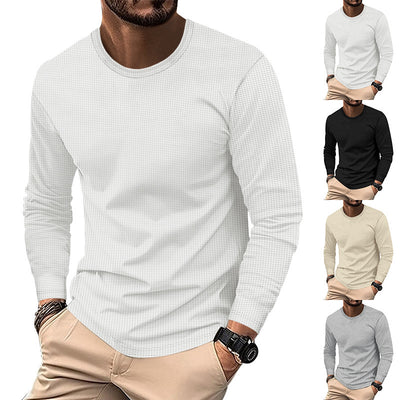 Round Neck Waffle Casual Top For Men - Evans creations LLC