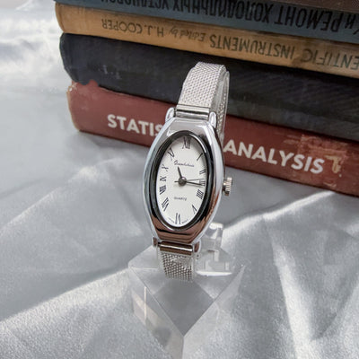 Oval Mesh Belt Retro Golden Simple Graceful Backflow Gold-plated Quartz Watch - Evans creations LLC