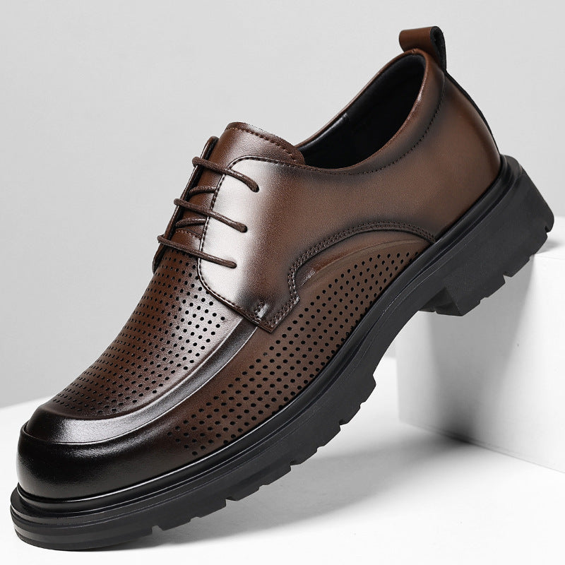 Hollow Leather Shoes Men's Plus Size Low-top Business - Evans creations LLC