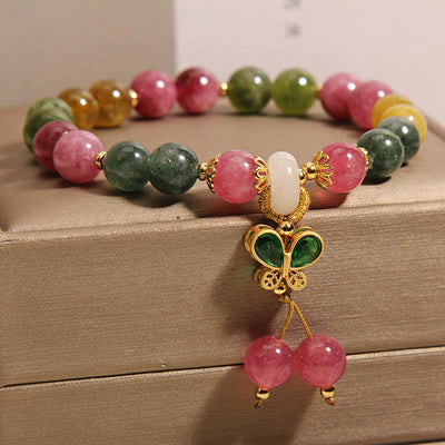 Natural Jade Color Tourmaline Butterfly Pendant Bracelet - Evans creations LLC