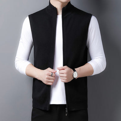 Pure Color Warm Keeping Zipper Knitted Men's Thickened Vest Coat - Evans creations LLC