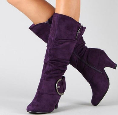 Fashion Brushed Velvet Spring And Autumn Women's Boots - Evans creations LLC
