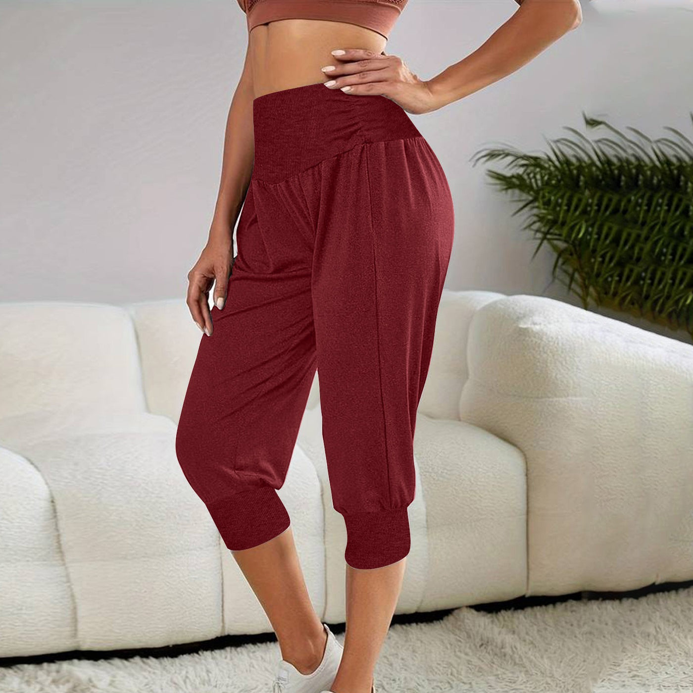 Women's Home Casual Pants High Waist Temperament Ankle-tied Harem Pants - Evans creations LLC