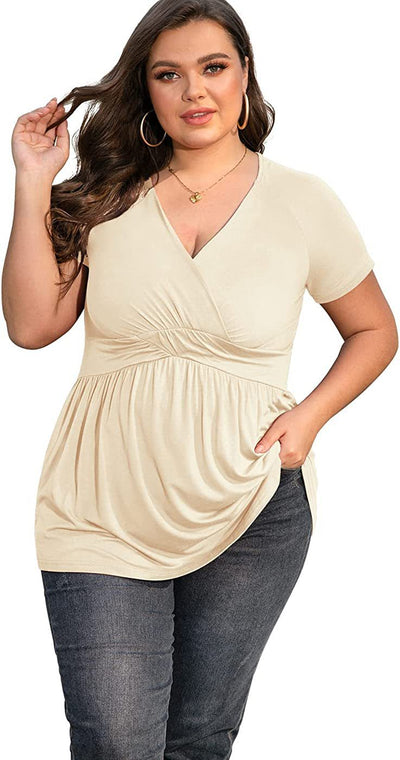 Women's Plus Size T-shirt V-neck Top - Evans creations LLC