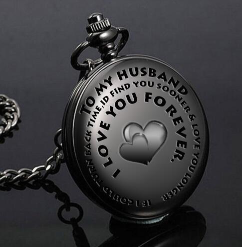 retro black fashion silver smooth steampunk quartz pocket watch stainless steel chain necklace 30 cm for men for women with gift box - Evans creations LLC
