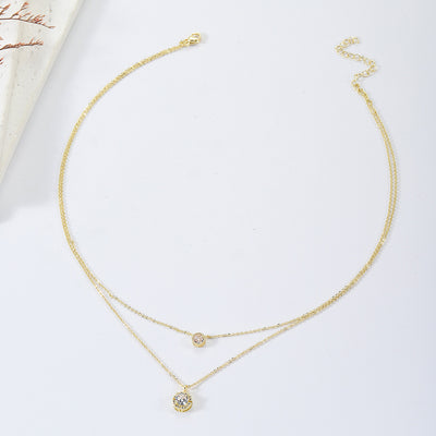 Sparkling Three-dimensional Zircon Pendant Necklace, Women's Exquisite Double-layer Collarbone Chain Jewelry Gift, Suitable For Engagement, Party, Holiday Gifts - Evans creations LLC