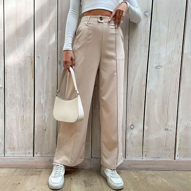 Women's Casual Slacks Splicing Straight-leg Pants - Evans creations LLC