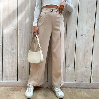 Women's Casual Slacks Splicing Straight-leg Pants - Evans creations LLC