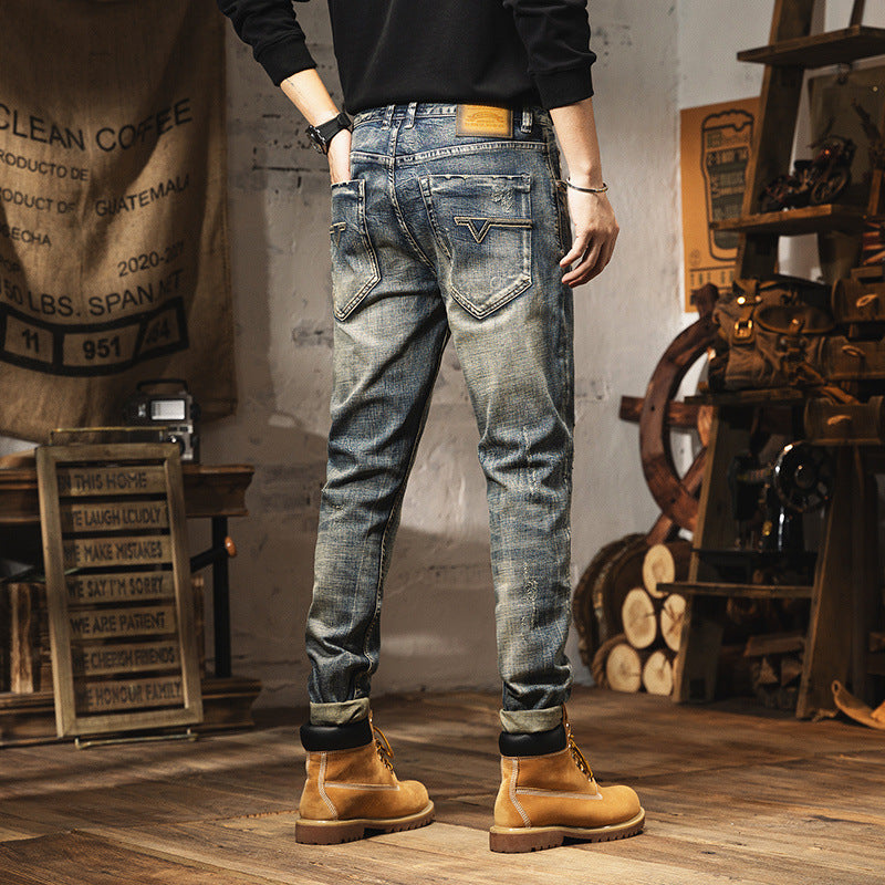 Retro Heavy Washed Jeans For Men - Evans creations LLC