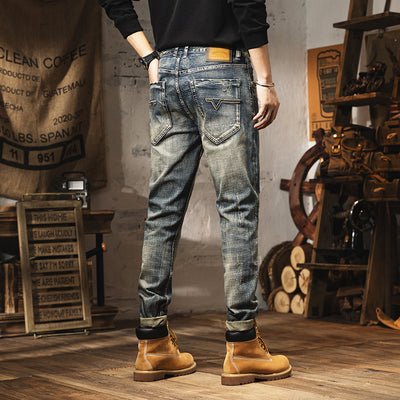 Retro Heavy Washed Jeans For Men - Evans creations LLC