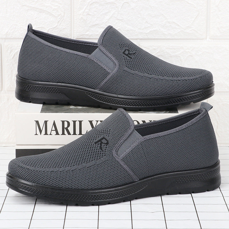 Polyurethane Men's Flying Woven Shoes Slip-on Soft Bottom - Evans creations LLC