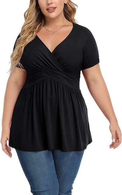 Women's Plus Size T-shirt V-neck Top - Evans creations LLC
