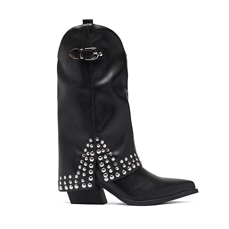 Spring And Autumn Pointed Knight Boots Women - Evans creations LLC