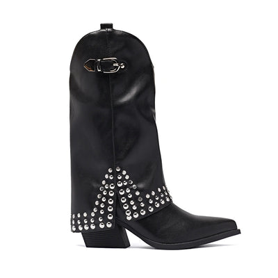 Spring And Autumn Pointed Knight Boots Women - Evans creations LLC