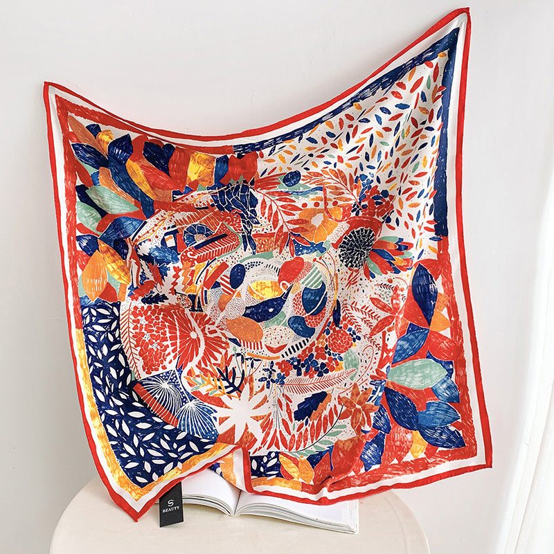 Fashion Gorgeous Printing Mesh Red Style Contrast Color Silky Scarf - Evans creations LLC