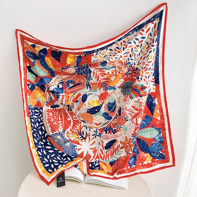 Fashion Gorgeous Printing Mesh Red Style Contrast Color Silky Scarf - Evans creations LLC