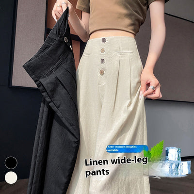 Women's Cotton And Linen Wide-leg Pants Loose Drooping Casual Straight Pants - Evans creations LLC
