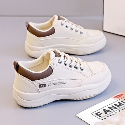 Women's Korean-style All-match Leather White Shoes - Evans creations LLC