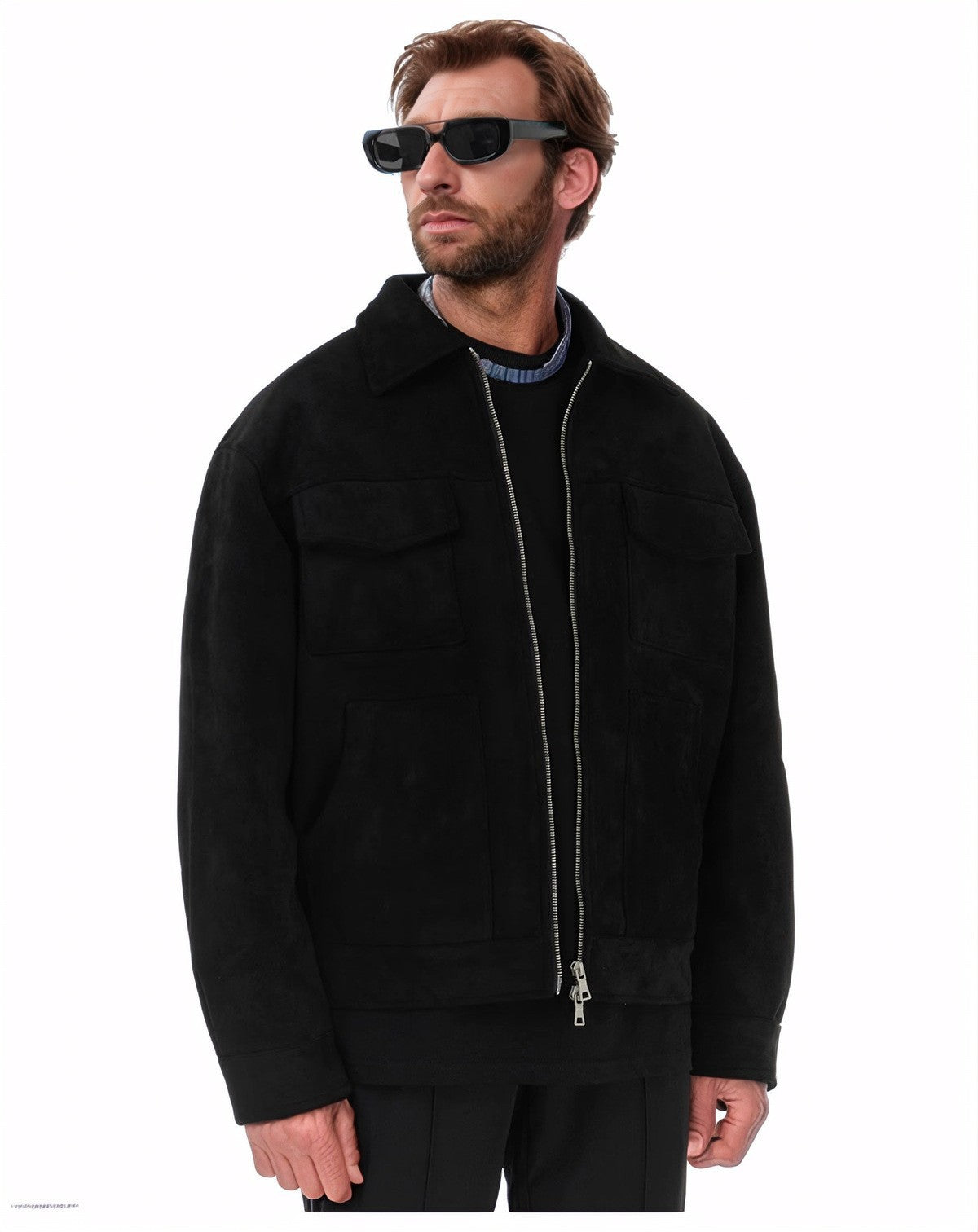 Fashion Men's Fur Zipper Big Pocket Jacket Coat - Evans creations LLC