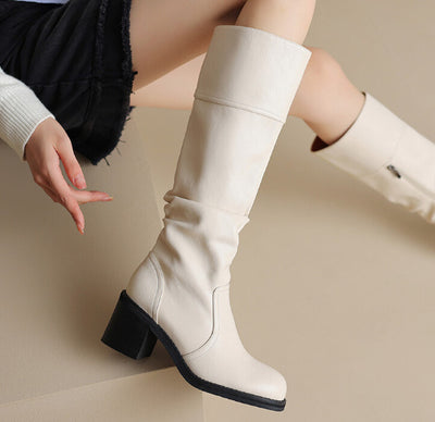 Thick Mid-heel High-top Below The Knee Women's Knight Warm Boots - Evans creations LLC