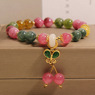 Natural Jade Color Tourmaline Butterfly Pendant Bracelet - Evans creations LLC