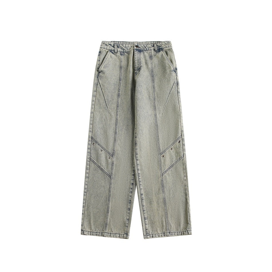 Trendy Retro Washed Jeans Men And Women Trendy Baggy Straight Trousers - Evans creations LLC