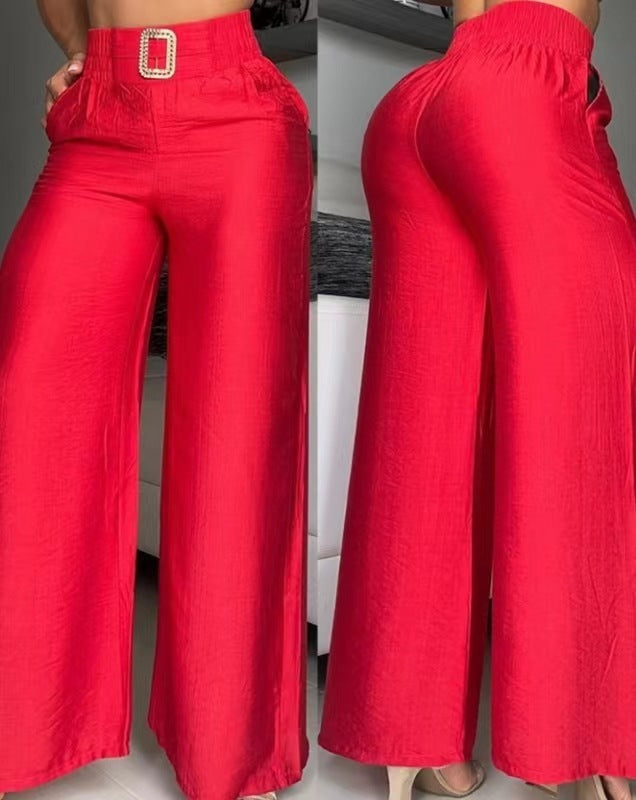 Wide Leg High Waist Loose And Slimming Metal Decorative Speakers Trousers - Evans creations LLC