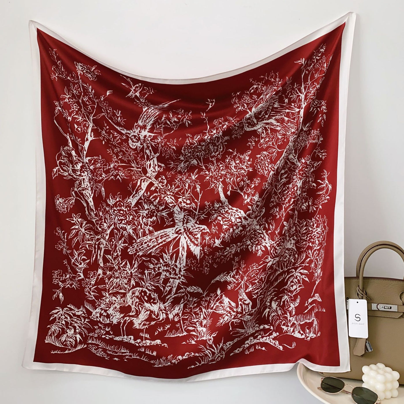 Fashion Gorgeous Printing Mesh Red Style Contrast Color Silky Scarf - Evans creations LLC