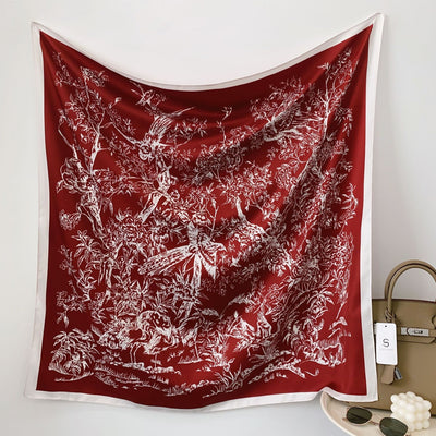 Fashion Gorgeous Printing Mesh Red Style Contrast Color Silky Scarf - Evans creations LLC