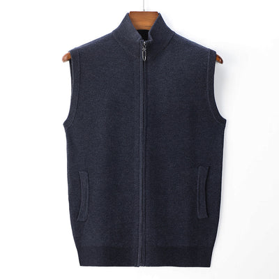 Pure Color Warm Keeping Zipper Knitted Men's Thickened Vest Coat - Evans creations LLC