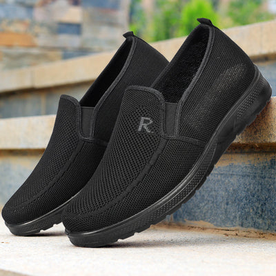 Polyurethane Men's Flying Woven Shoes Slip-on Soft Bottom - Evans creations LLC