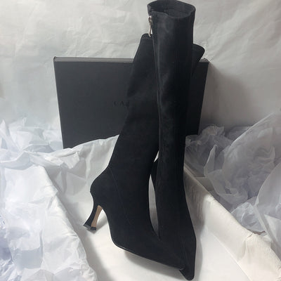 Women's Simple Side Zip High Heel Boots - Evans creations LLC