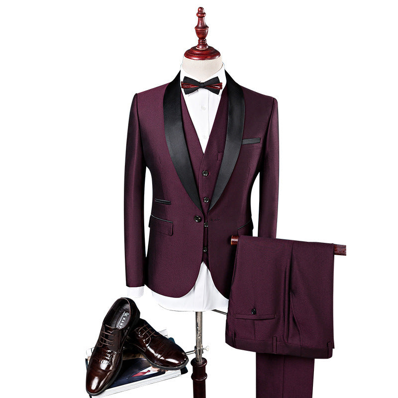 Men 3 Pieces Suit Set Men Wedding Suits Groom Tuxedos - Evans creations LLC