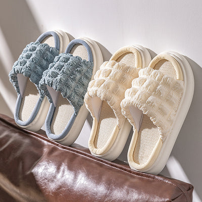EVA Thick-soled Linen Slippers Women's Mute Soft-soled Slippers - Evans creations LLC