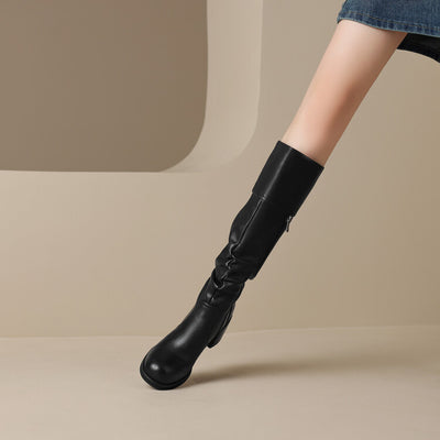 Thick Mid-heel High-top Below The Knee Women's Knight Warm Boots - Evans creations LLC
