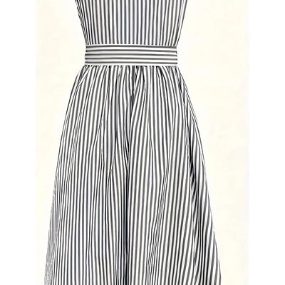 Women's Summer One Shoulder Striped Midi Dress Elegant Tie Waist Bodycon Dresses With Pockets - Evans creations LLC