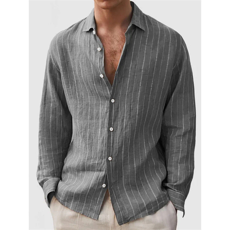 Long Sleeve Men's Shirt Striped Print - Evans creations LLC
