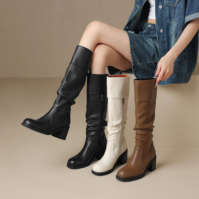 Thick Mid-heel High-top Below The Knee Women's Knight Warm Boots - Evans creations LLC