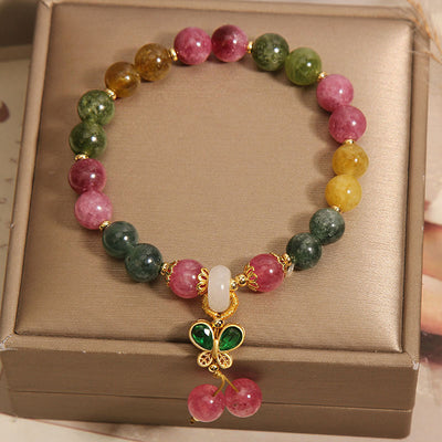 Natural Jade Color Tourmaline Butterfly Pendant Bracelet - Evans creations LLC