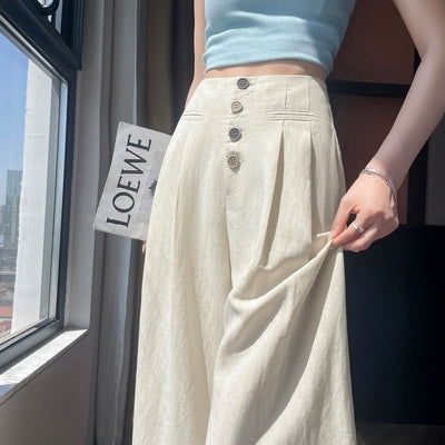 Women's Cotton And Linen Wide-leg Pants Loose Drooping Casual Straight Pants - Evans creations LLC