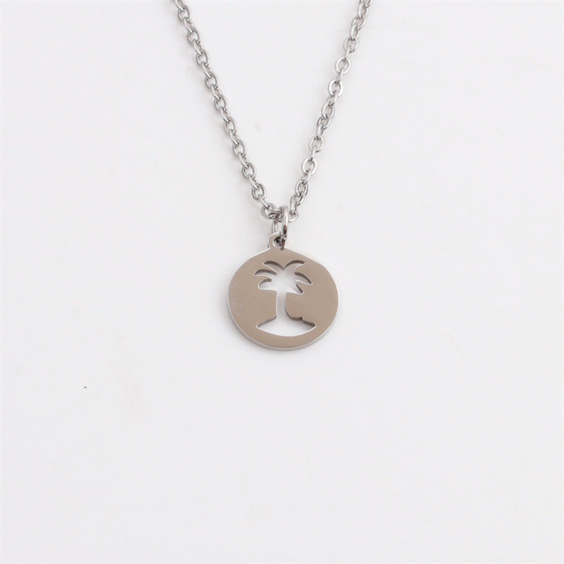 Titanium Steel Hollow Coconut Tree Pendant Neck Accessories Men - Evans creations LLC