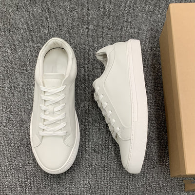 Comfortable Breathable Lace Up White Shoes All-matching Round Toe Flat Sneaker - Evans creations LLC