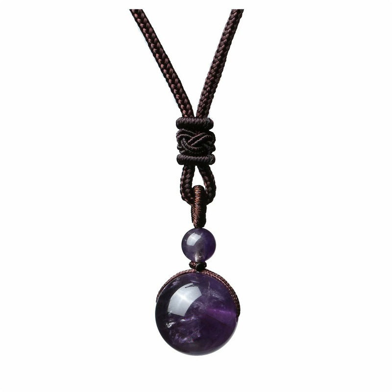 Fashion 16mm Natural Obsidian Pendant Amethyst Necklace For Men And Women - Evans creations LLC