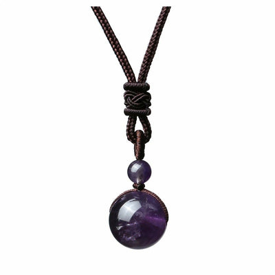 Fashion 16mm Natural Obsidian Pendant Amethyst Necklace For Men And Women - Evans creations LLC