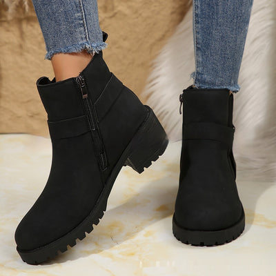 Belt Buckle Women's Ankle Boots Elastic Band - Evans creations LLC