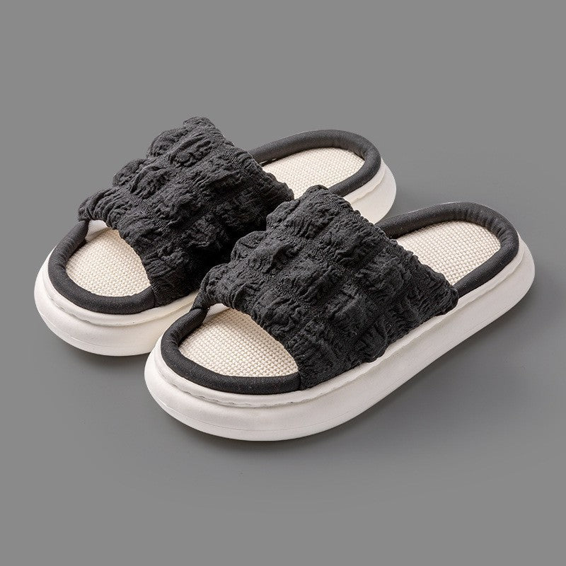 EVA Thick-soled Linen Slippers Women's Mute Soft-soled Slippers - Evans creations LLC