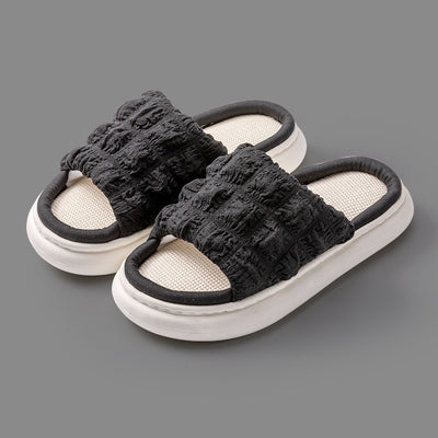 EVA Thick-soled Linen Slippers Women's Mute Soft-soled Slippers - Evans creations LLC