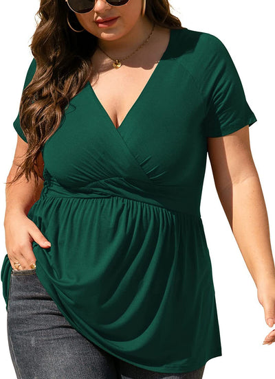 Women's Plus Size T-shirt V-neck Top - Evans creations LLC