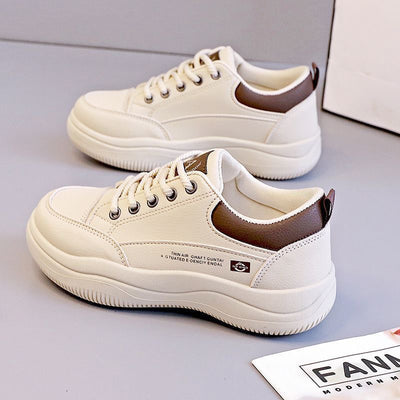 Women's Korean-style All-match Leather White Shoes - Evans creations LLC